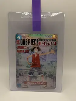 One Piece Monkey D. Luffy College Basketball US Voyage Promo Card SHIPS TODAY! - Image 1