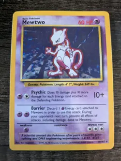 Pokemon Base Set Mewtwo Holo Rare Card 10/102 - Image 1