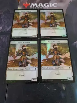 Mtg. 4x Angel Warrior Double-Sided Tokens. Foil. Zendikar Rising. Nm - Image 1
