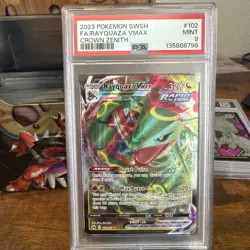 2023 POKEMON SWORD & SHIELD CROWN ZENITH #102 FULL ART/RAYQUAZA VMAX PSA 9 - Image 1