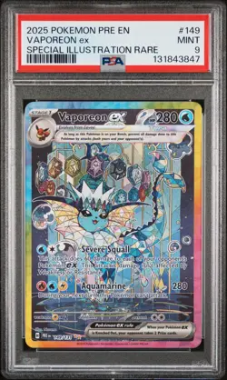 2025 POKEMON PRE EN-PRISMATIC EVOLUTIONS #149 VAPOREON EX PSA 9 - Image 1