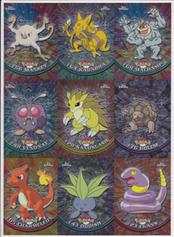 Pokemon w Charmeleon 2000 Topps Chrome Series 1 Uncut Sheet Preview CREASED BK - Image 1