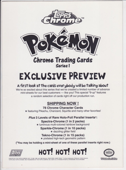 Pokemon w Charmeleon 2000 Topps Chrome Series 1 Uncut Sheet Preview CREASED BK - Image 2