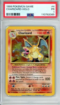 1999 POKEMON GAME #4 CHARIZARD HOLO PSA 1 - Image 1