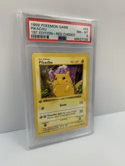 1999 Pokemon 1st Edition Base Red Cheeks Pikachu PSA 8 RARE REVERSE STAMP ERROR - Image 3