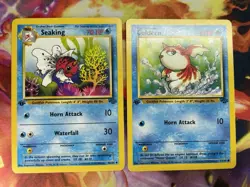 Goldeen 53/64 & Seaking 46/64 VINTAGE 1st Edition Jungle WoTC 1999 Pokemon TCG - Image 1