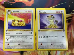 Persian 42/64 & Meowth 56/64 1st Edition Jungle WoTC 1999 Pokemon TCG - Image 1