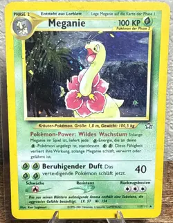 Meganie - Meganium Pokemon German TCG 11/111 Holo Neo Genesis SWIRL - Image 1