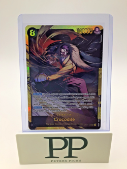One Piece CROCODILE OP14-120 SEC Gold Foil The Azure Sea’s Seven - Image 1