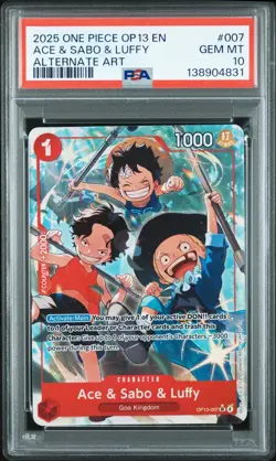 2025 ONE PIECE OP13 007 CARRYING ON HIS WILL ACE & SABO & LUFFY ALT ART PSA 10 - Image 1