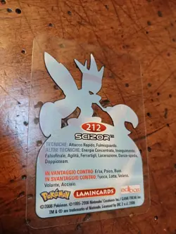 Scizor 212 Pokemon Lamincards Edibas - ITA - EXC - Image 2