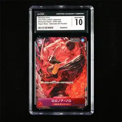 CGC 10 GEM MINT 2022 One Piece JPN Roronoa Zoro OP01-025 SR (Alt Art Parallel) - Image 1