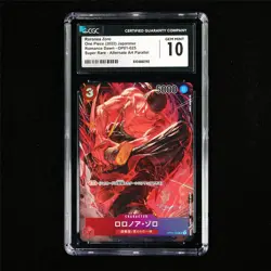 CGC 10 GEM MINT 2022 One Piece JPN Roronoa Zoro OP01-025 SR (Alt Art Parallel) - Image 2