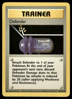 Pokemon Cards Defender 80/102 UNLIMITED Base Set WOTC Uncommon LP - Image 1