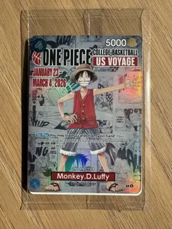 One Piece Monkey D. Luffy College Basketball US Voyage P-055 Promo Card Sealed - Image 1
