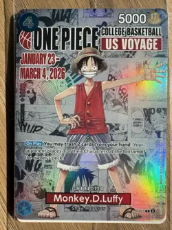 One Piece Monkey D. Luffy College Basketball US Voyage P-055 Promo Card Sealed - Image 2