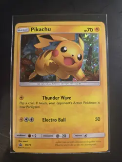 Pokemon Pikachu TCG Black Star Promo Holo Card SM76 NM/LP - Image 1