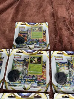 10 xBrilliant Stars Triple Blister Pack Pokemon Card TCG New Sealed - Leafeon - Image 4