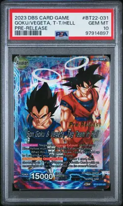 Son Goku Vegeta Tag Team in Hell Pre-Release FOIL Dragon Ball Super Card PSA 10 - Image 5
