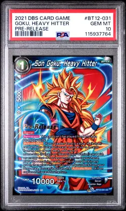 Son Goku Heavy Hitter Pre-Release FOIL Dragon Ball Super Card PSA 10 - Image 1