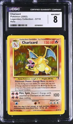 Charizard 3/110 Legendary Collection Holo 2002 CGC 8 NM/Mint Pokemon Card - Image 1