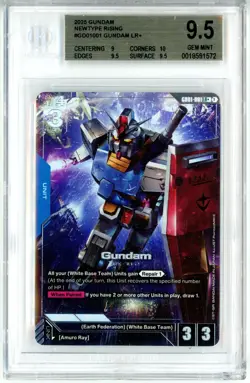 BGS GEM MINT 9.5 Gundam Card Game Gundam RX-78-2 GD01-001 LR+ Newtype Rising - Image 1
