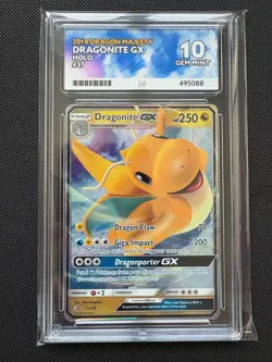 Ace Grading 10 Dragonite GX 37/70 Sun & Moon Dragon Majesty Pokemon Card - Image 1