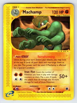 Machamp 51/165 Expedition Base Set Pokemon Card Vintage WOTC Non Holo Rare - Mp - Image 1