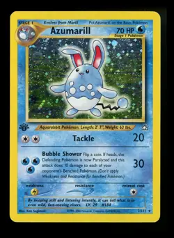 #2 1st Edition Azumarill 2/111 Neo Genesis 2000 Holo Rare WOTC Pokemon Card TCG - Image 1