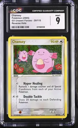 Chansey 20/115 Reverse Holo EX Unseen Forces Pokemon CGC 9 Mint - Image 1