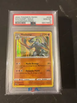 MACHAMP PSA 8 • #026 2020 Pokemon SWSH HOLO Champions Path FREE SHIPPING - Image 2