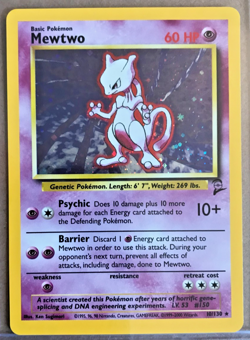 Pokemon Base 2 Mewtwo 10/130 Foil Holo Rare 60 HP NMM Unplayed WOTC 2000 - Image 1