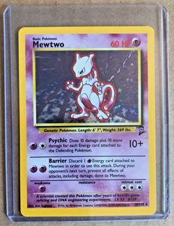 Pokemon Base 2 Mewtwo 10/130 Foil Holo Rare 60 HP NMM Unplayed WOTC 2000 - Image 2