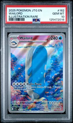 2025 POKEMON JTG EN-JOURNEY TOGETHER ILLUSTRATION RARE #162 WAILORD PSA 10 - Image 1