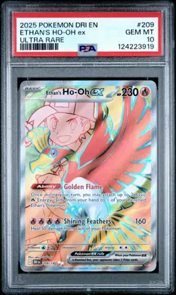 2025 POKEMON DRI EN-DESTINED RIVALS ULTRA RARE #209 ETHAN'S HO-OH EX PSA 10 - Image 1