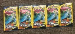 🔥Pokemon Sun and Moon Team Up 3 Card Mini Booster Pack Factory Sealed (5 Packs) - Image 1