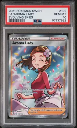 PSA 10 GEM MINT Aroma Lady Evolving Skies 199/203 Full Art 2021 Pokemon Card - Image 1