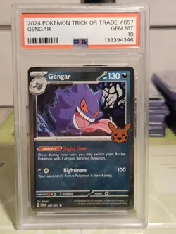 PSA 10 Gem Mint Gengar Graded Pokemon Card #057 Trick or Trade 1 Swirl 2024 - Image 1
