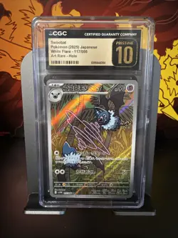 CGC Pristine 10 Swoobat 117/086 AR Art Rare White Flare sv11W Pokemon Card - Image 1