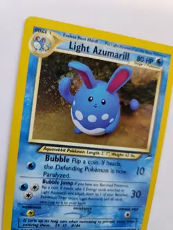 Light Azumarill Neo Holo Base Pokemon Card WOTC NM - Image 2