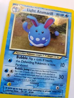 Light Azumarill Neo Holo Base Pokemon Card WOTC NM - Image 3