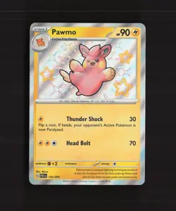 Pawmo 143/091 Paldean Fates Shiny Holo Rare Pokemon Card LP - Image 1