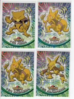 1999 POKEMON KADABRA BLACK & BLUE LABEL #64 & ABRA #63 & ALAKAZAM #65 LOT EX - Image 1