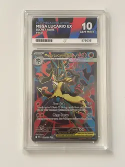 Pokemon TCG Mega Lucario ex 160/132 Graded Ace 10 - Mega Evolutions SR - Image 1