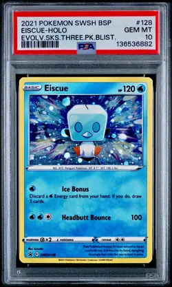 Pokemon Evolving Skies Promo 3-Pack Blisters EISCUE Holo Swirl #128 PSA 10 POP 5 - Image 1