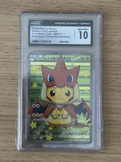 Pokemon Poncho-Wearing Pikachu M Charizard JPN FA Promo 208/XY-P CGC 10 - Image 1