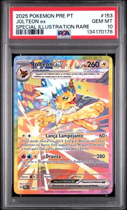 2025 POKEMON PORTUGUESE PRE PT-PRISMATIC EVOLUTIONS #153 JOLTEON EX PSA 10 - Image 1