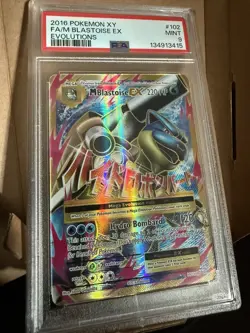 2016 Pokemon XY Evolutions #102 Full Art/M Blastoise EX PSA Mint 9 - Image 1