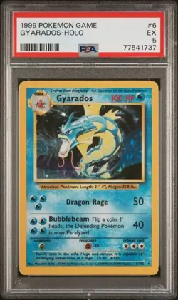 1999 Pokemon Gyarados Holo Rare Base Set 6/102 PSA 5 EX - BASE SET POKEMON HOLO - Image 1