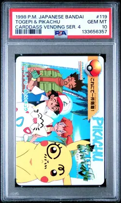 PSA 10 2025 CERT POP 35 TOGEPI & PIKACHU 1998 POKEMON JPN BANDAI CARDDASS #119 - Image 1